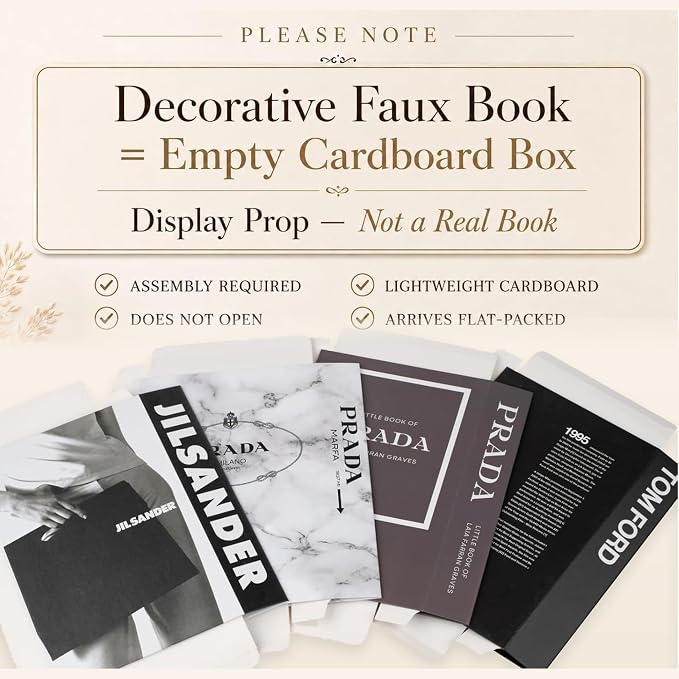 PROBENEX 4 Pcs Decorative Books | Faux Marble Cardboard Coffee Table Decor | - Image 2