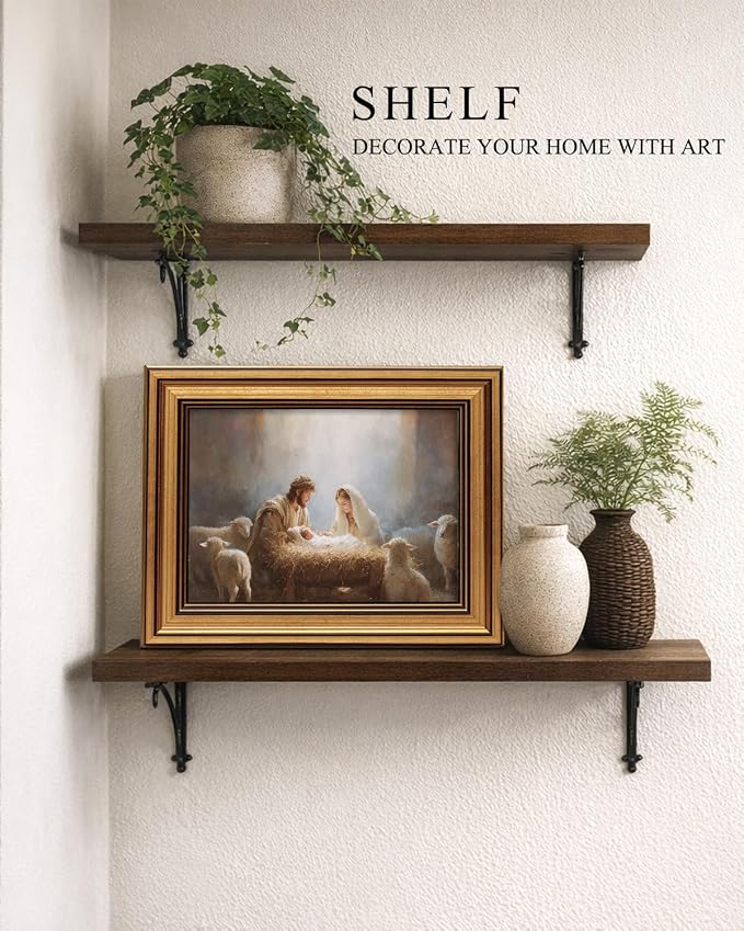 ARPEOTCY Gold Framed Christian Wall Art, 8x10 Inch Holy Family Canvas Print - Image 3