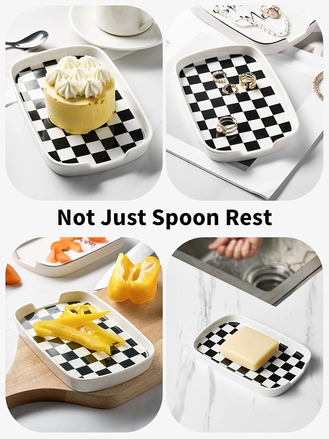ABRUTY Spoon Rest for Stove Top, Ceramic Spoon Holder for Counter, Modern - Image 4
