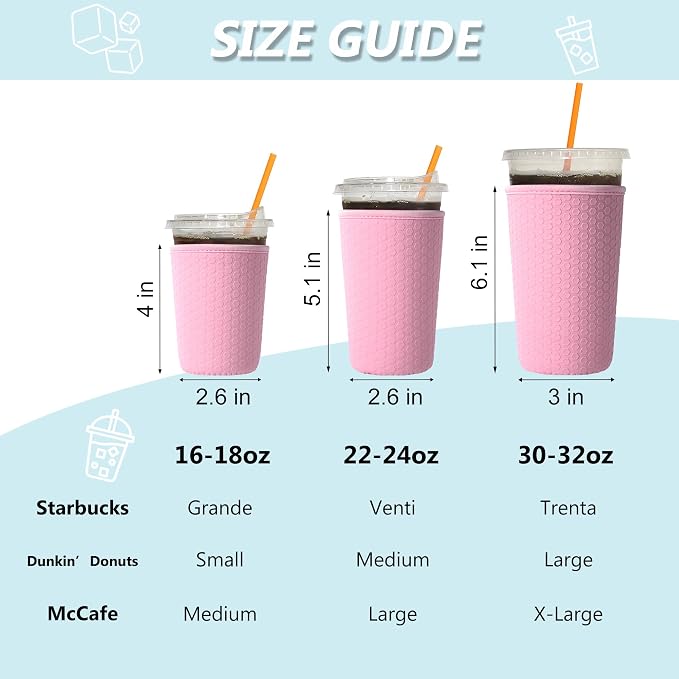 3 Pack Reusable Iced Coffee Sleeves - Image 3
