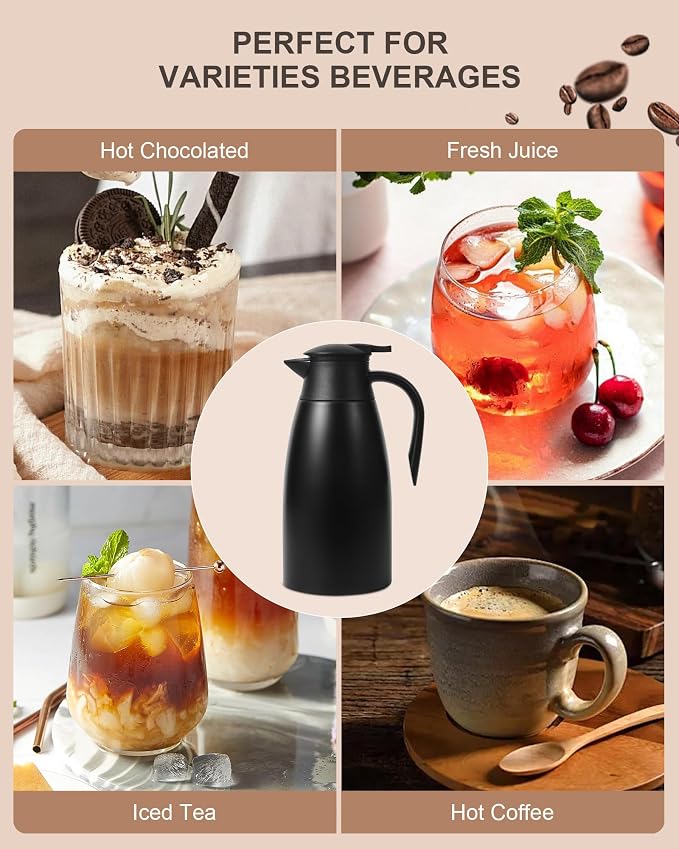 70oz Thermal Coffee Carafe for keeping hot, Updated Carafes for hot liquid - Image 6
