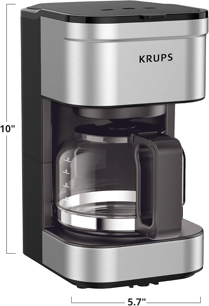 KRUPS Simply Brew Compact 5 Cup Coffee Maker: Stainless Steel Design, Pause & - Image 7