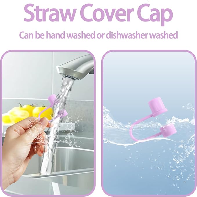 6PCS Purple Silicone Straw Covers Cap - Image 3
