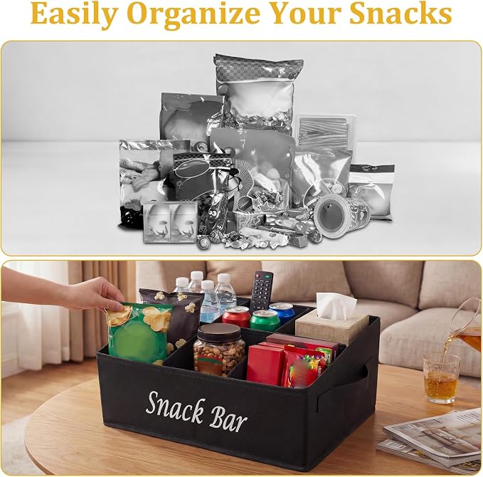Snack Organizer for Countertop, 6 Compartment Snack Bin, Portable Snack Bar - Image 6