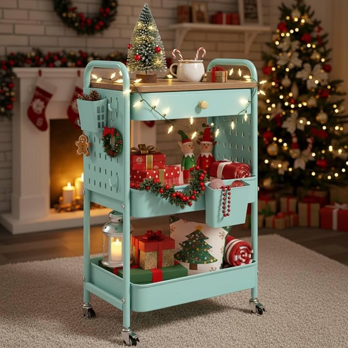 danpinera 3 Tier Rolling Cart, Metal Utility Cart - Image 7