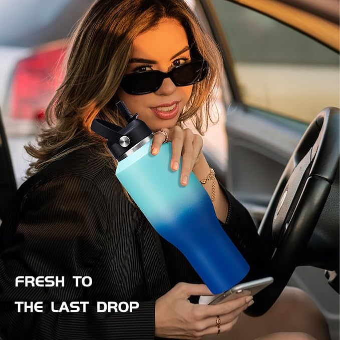 40oz Metal Water-Bottle with Straw - Image 7