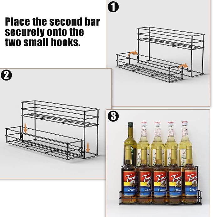 Coffee Syrup Rack for 10 Bottles, Tiered Coffee Syrup Organizer & Holder - Image 3