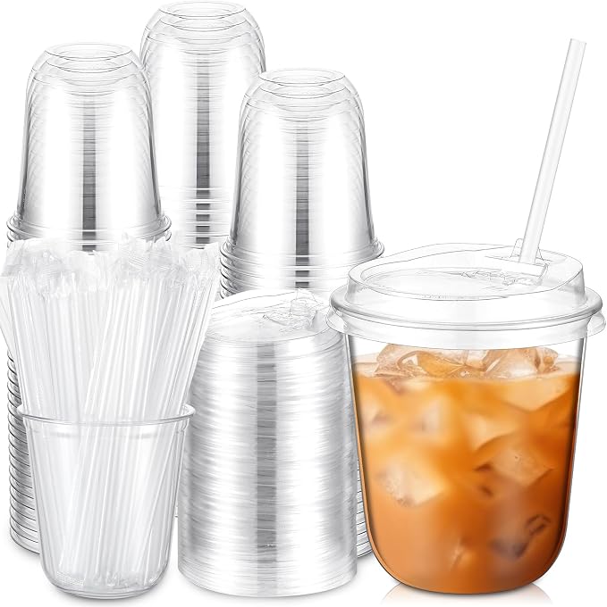 Ziliny 100 Pcs 12oz Clear Plastic Cups by Ziliny