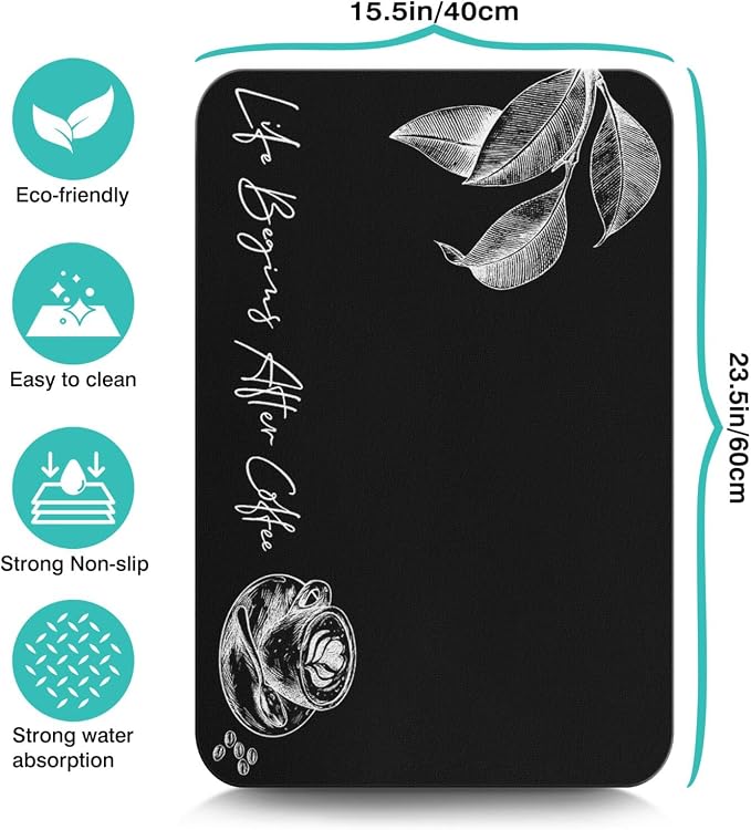 Coffee Mat - Fashion Absorbent Coffee Bar Mat - Drying Mat Waterproof Protects - Image 5