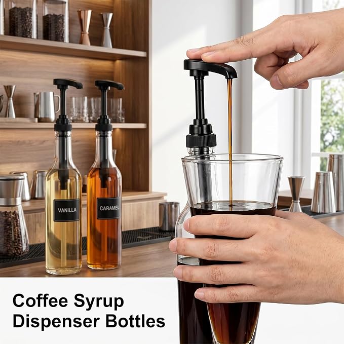 6 Pcs 25 oz Syrup Bottles with Pump Coffee Syrup Dispenser Bottles Long - Image 4