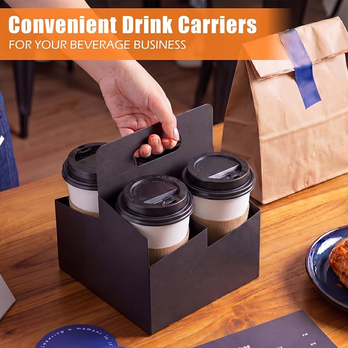 Jetec 50 Pcs 4 Cup Black Drink Carrier - Image 6