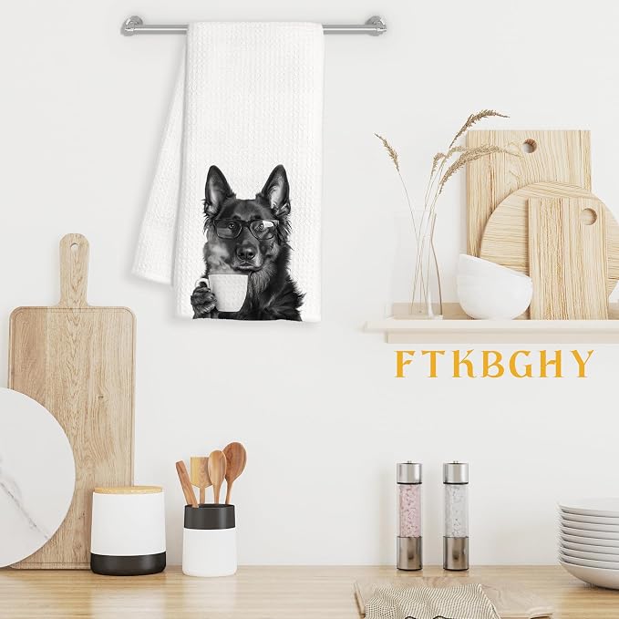 Funny German Shepherd Decor Coffee Kitchen Towels Gift, German Shepherd Dog - Image 3