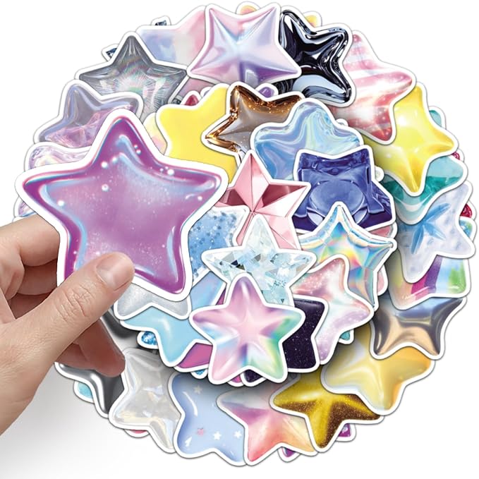 50Pcs Star Stickers, Waterproof Vinyl Holographic Star Stickers - Image 3