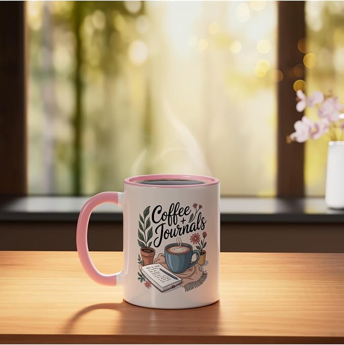 Coffee and Journals Ceramic Mug - Image 3