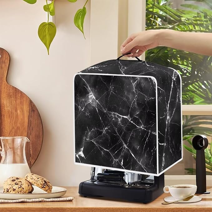 Marble Coffee Maker Cover Dust Proof Appliance Cover Machine Washable Stand - Image 4