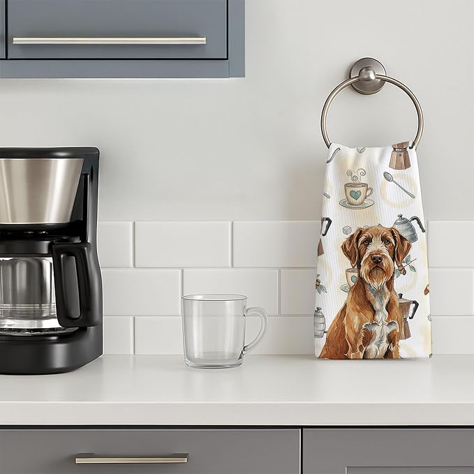 Caroline's Treasures Wirehaired Pointing Griffon Coffee Bar Kitchen Towel - Image 3
