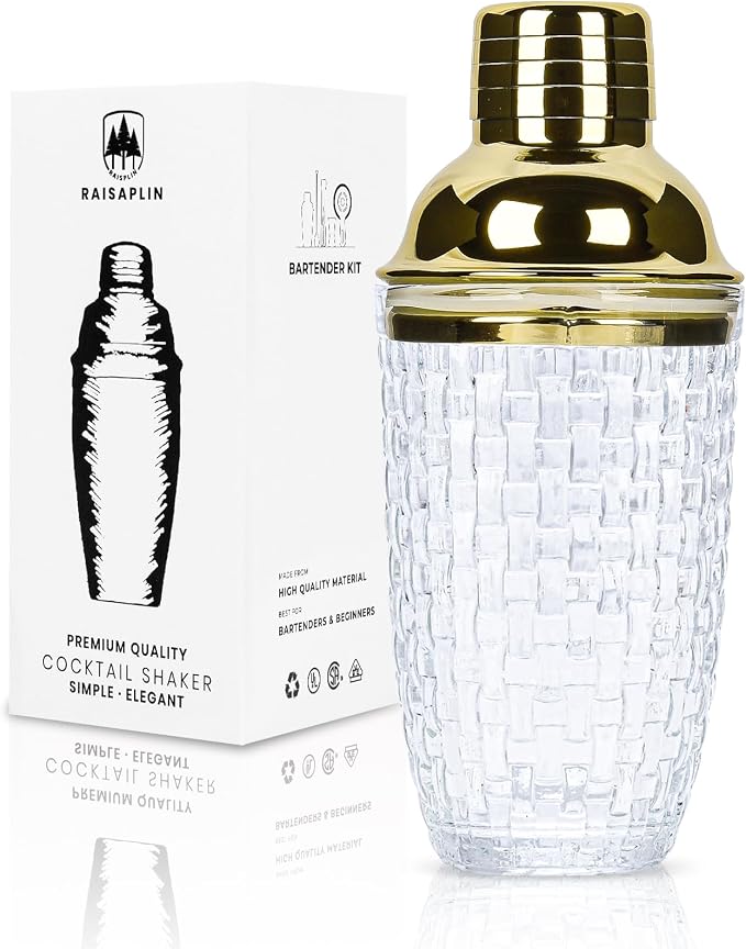 Glass Cocktail Shaker Set with Built-in Strainer by Unknown