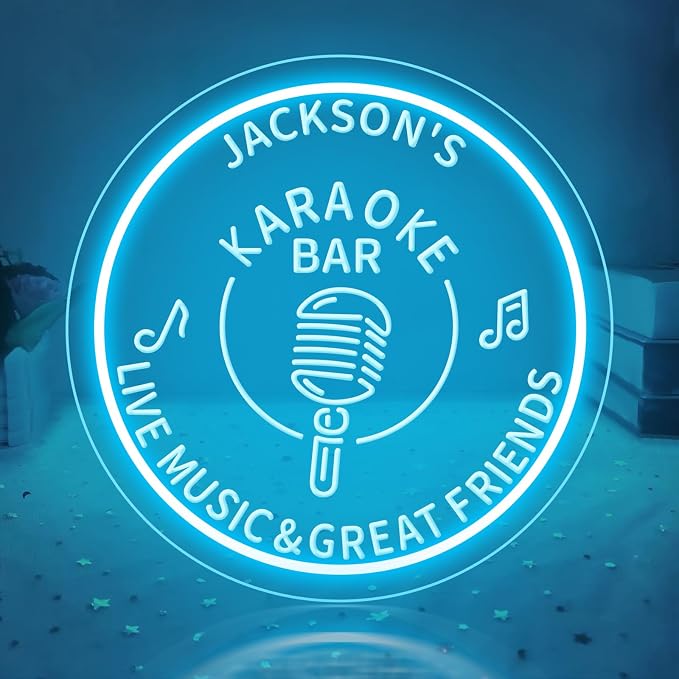 Custom Karaoke Bar Neon Sign, Personalized LED Music Neon Sign Karaoke Live On by Unknown