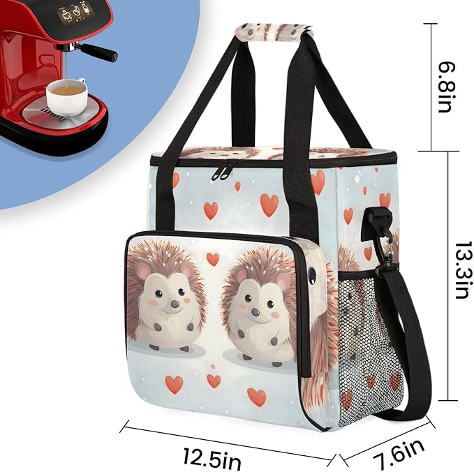 Cute Cartoon Hedgehog Coffee Maker Carring Bag, Large Insulated Storage - Image 2