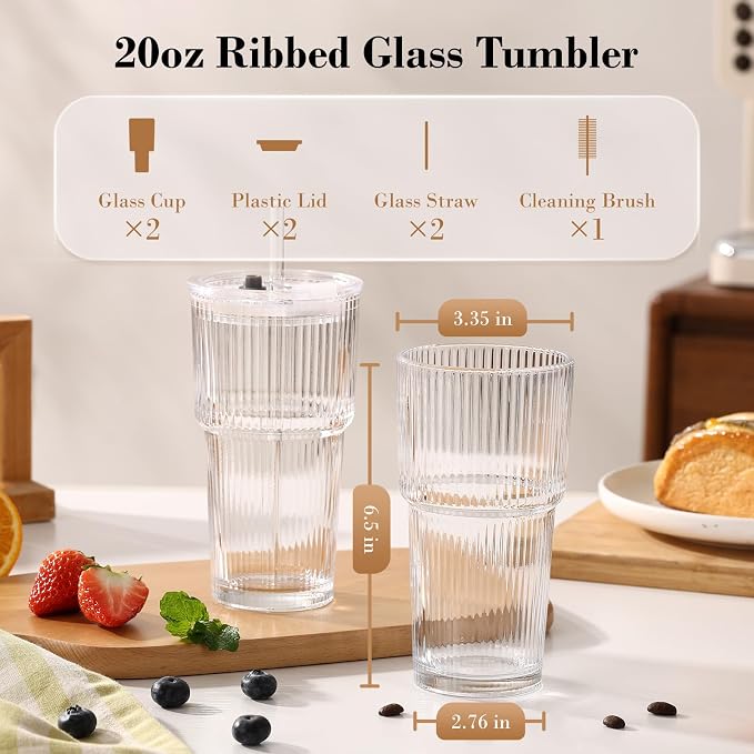 GOSCHE 20oz Ribbed Glass Tumbler - Image 6