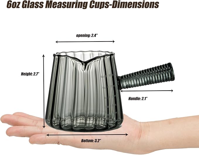 FANTESTICRYAN 6OZ Measuring Cup, Ribbed Borosilicate Glass Espresso Cup - Image 2