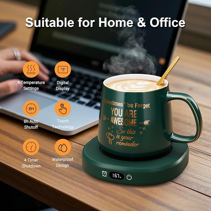 Coffee Mug Warmer & You are Awesome Mug Set, Electric Cup Warmer - Image 2
