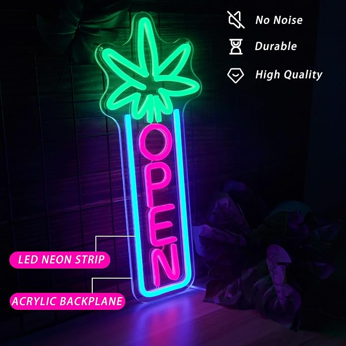 Green Leaf Neon Sign Dimmable Open Neon Lights - Image 4