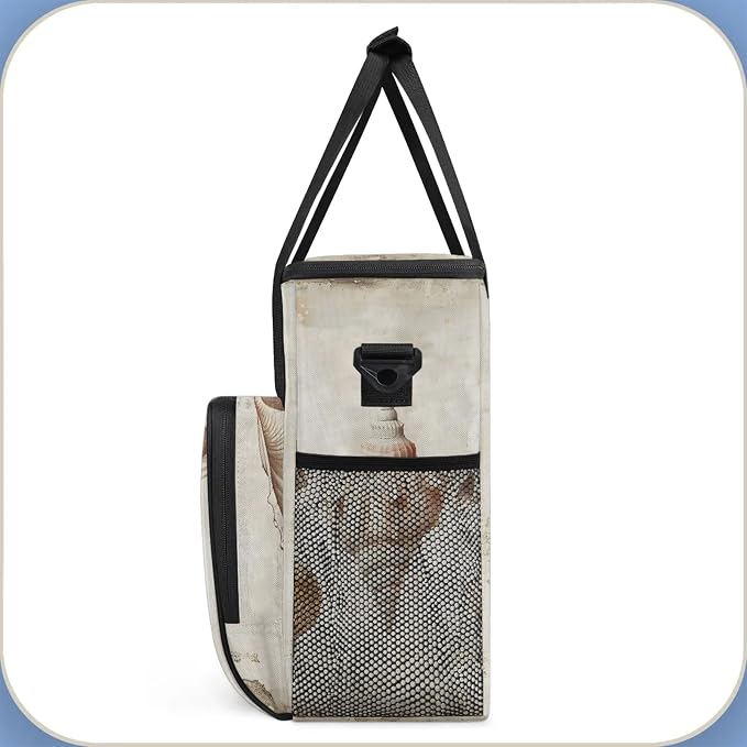 Vintage Shells Ocean Beach Theme Coffee Maker Carring Bag, Large Insulated - Image 4