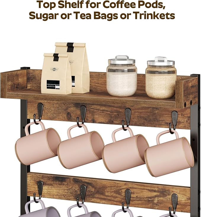 YATINEY Coffee Mug Holder Stand, 3 Tier Mug Tree Rack, Hanging 12 Cups - Image 3