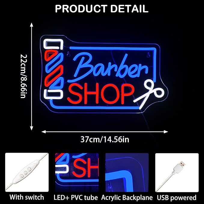Looklight Barber Shop Neon Sign Barber Pole Led Signs - Image 6