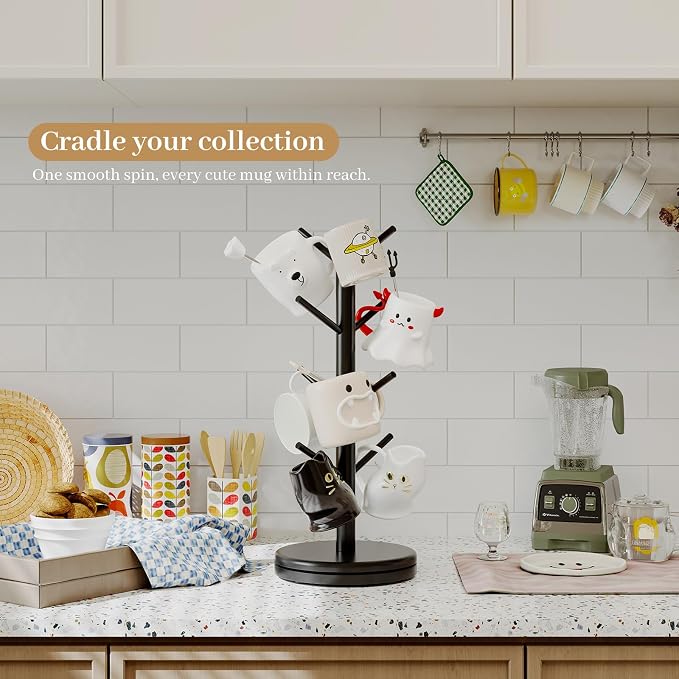 Mug Holder Tree, 360° Rotating Coffee Cup Rack - Image 5