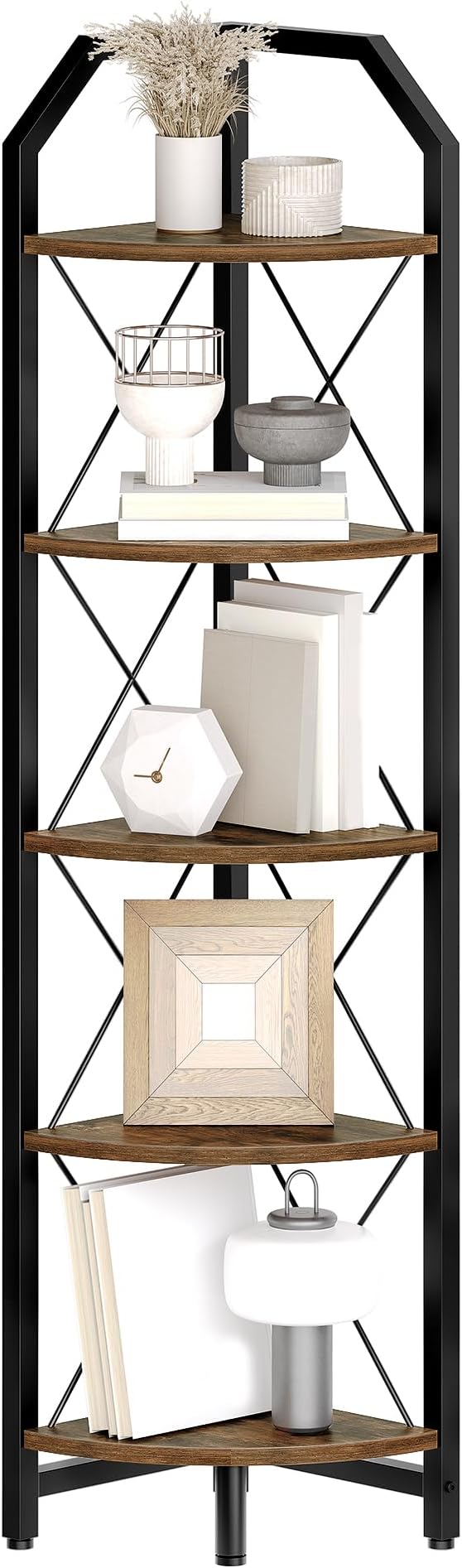 CHOEZON 59.4" Corner Shelf, 5-Tier Industrial Corner Bookshelf, Corner Storage - Image 8