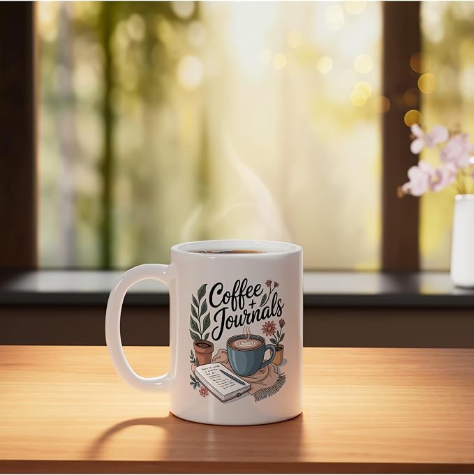 Coffee and Journals Ceramic Mug - Image 3