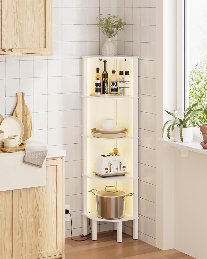 Corner Shelf Stand, 5 Tier Corner Bookshelf - Image 8