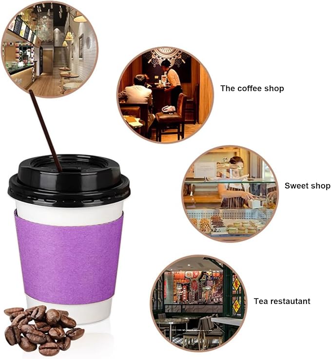 EchoDone Coffee Cup Sleeves for Hot or Cold Drinks Disposable Paper Corrugated - Image 4