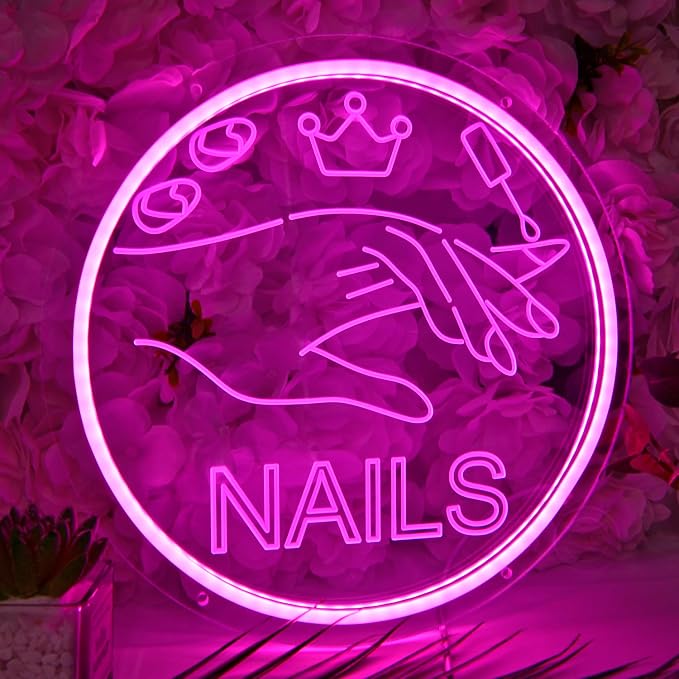 Britrio Nails Neon Sign Light Pink Nails Spa Beauty Salon Studio LED Wall Art by Britrio