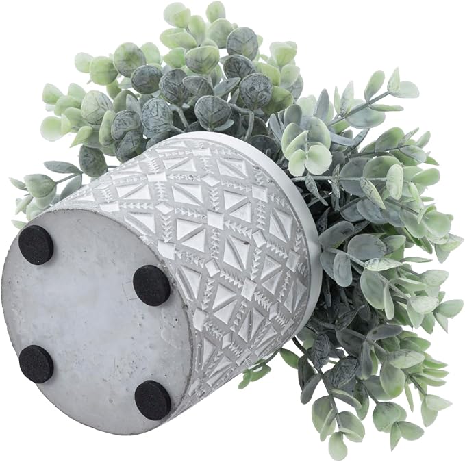 MyGift Artificial Eucalyptus Plant in Modern Gray Concrete Pots - Image 7
