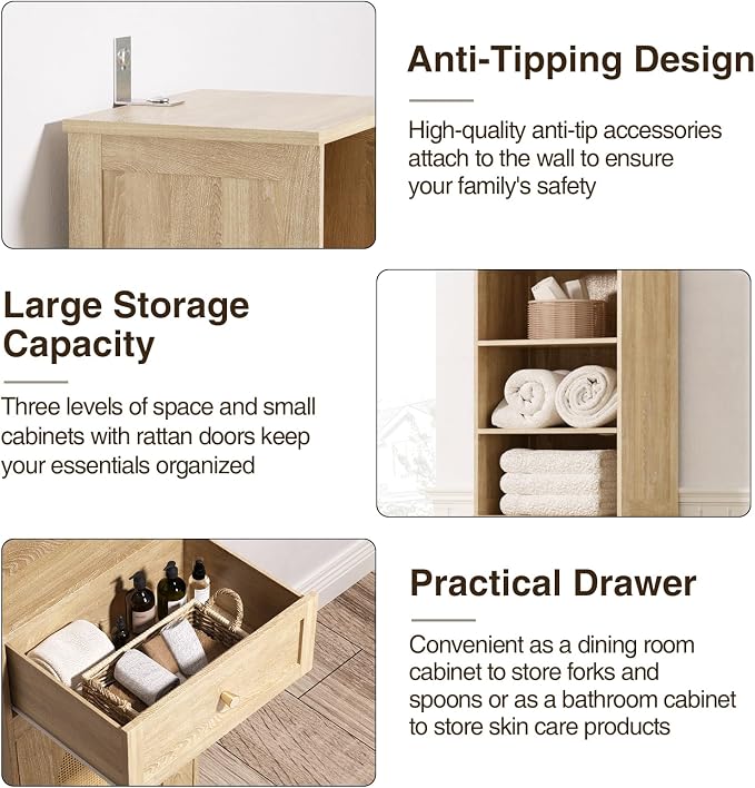 FiveWillowise 67" H Natural Bathroom Storage Cabinet - Image 8