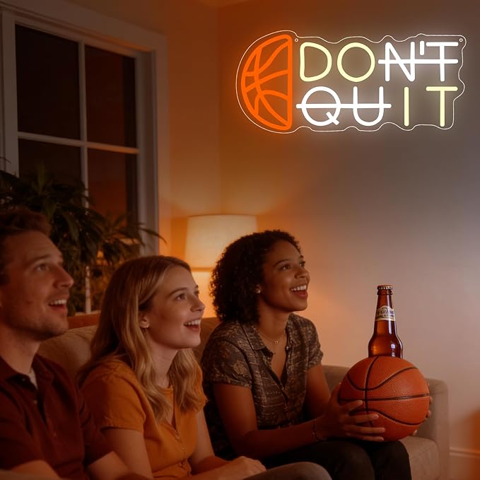 Basketball Don't Quit Neon Sign, Light Up Basketball Decor - Image 3
