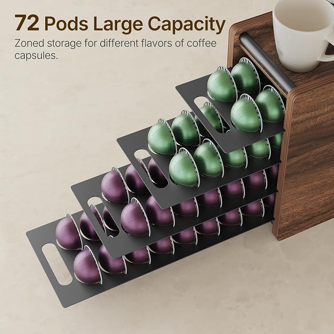 YATINEY Coffee Pod Drawer Holder, 72 Pods Large Capacity, 4 Tier Holder - Image 4