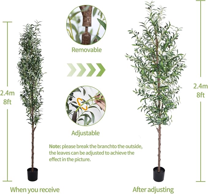 Artificial Olive Tree, 8FT Tall Faux Olive Trees 96in Outdoor Fake Potted Silk - Image 5