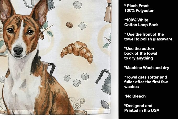 Caroline's Treasures Brindle and White Basenji Coffee Bar Kitchen Towel Velour - Image 4