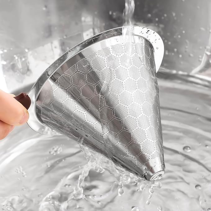 Pour Over Coffee Dripper Stainless Steel Coffee Filter Metal Cone Filter - Image 5
