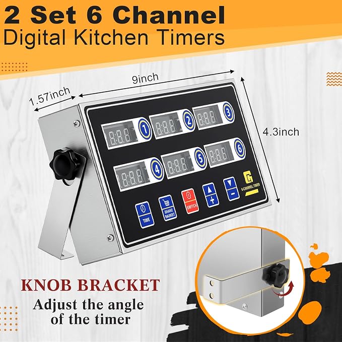 Relaxweex 2 Pack Commercial 6 Channel Digital Kitchen Timer, Wall Mount or - Image 5
