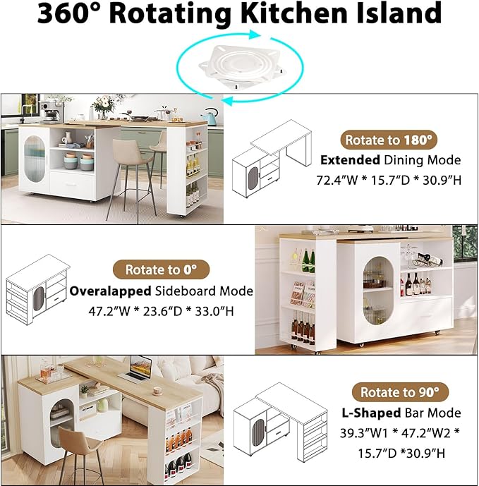HSH 72.4” Rolling Kitchen Island - Image 4