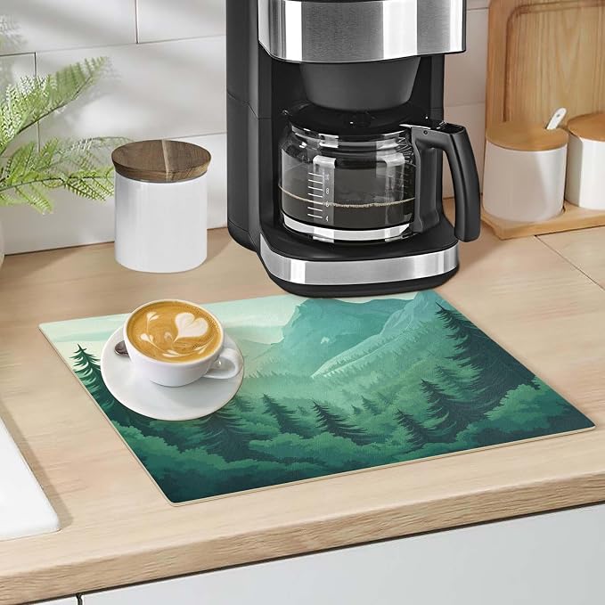 Coffee Mat Coffee Bar Station Maker Machine Pot Table Spill Mat Leather - Image 5