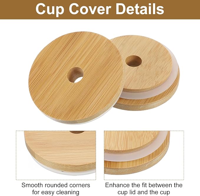 uxcell 2Pcs Bamboo Cup Lid 3.4 Inch, Cup Cover Coffee Mug Cover - Image 3