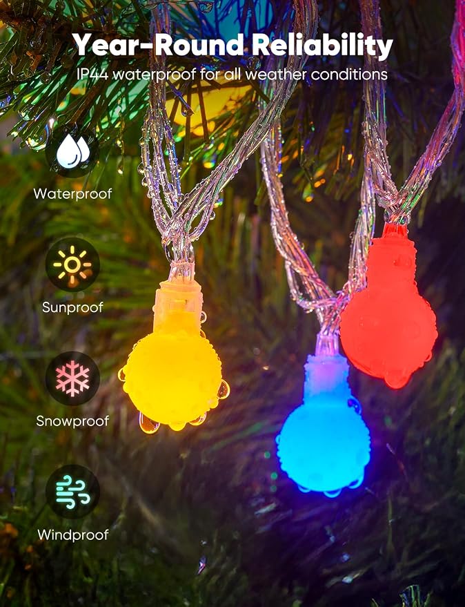 Minetom Multicolor Globe String Lights, 33 Feet 100 Led Fairy Lights Plug in - Image 5
