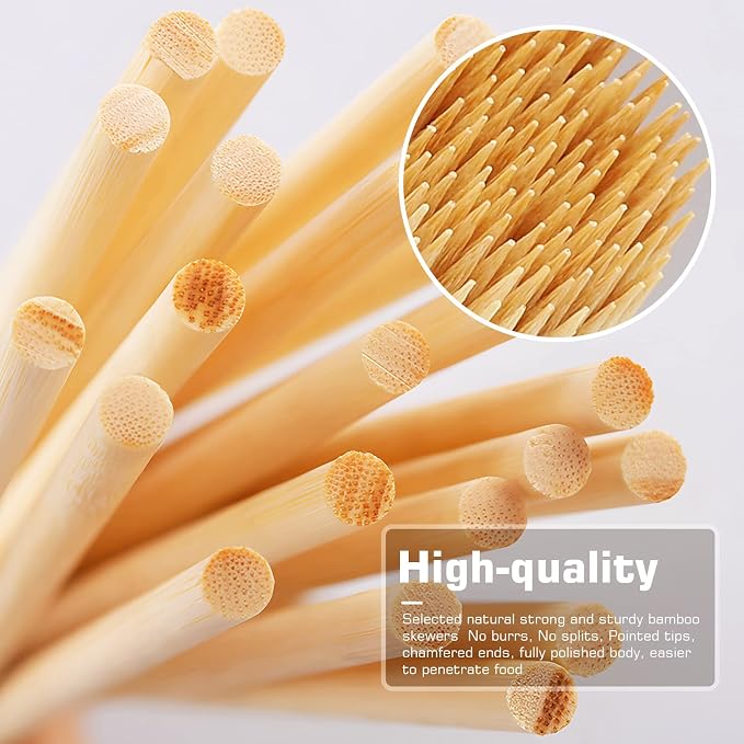 6 inch Bamboo Skewers, Premium Wooden Skewers Without Splinters, Skewers - Image 2