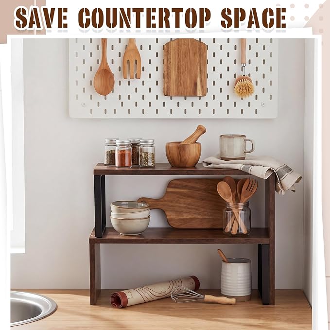 Nuanchu 2 Pack 2-Tier Kitchen Countertop Organizer, Spice Rack Cabinet - Image 7
